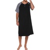 image:imageEkouaer Sleepwear Mens Nightshirt Short Sleeve Pajamas Comfy Big amp Tall Henley Sleep Shirt MXXXLBlack With Light Grey