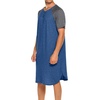 image:imageEkouaer Sleepwear Mens Nightshirt Short Sleeve Pajamas Comfy Big amp Tall Henley Sleep Shirt MXXXLBlue With Dark Grey