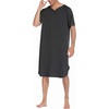 image:imageEkouaer Sleepwear Mens Nightshirt Short Sleeve Pajamas Comfy Big amp Tall Henley Sleep Shirt MXXXLDark Grey