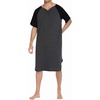 image:imageEkouaer Sleepwear Mens Nightshirt Short Sleeve Pajamas Comfy Big amp Tall Henley Sleep Shirt MXXXLDark Grey With Black
