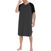 image:imageEkouaer Sleepwear Mens Nightshirt Short Sleeve Pajamas Comfy Big amp Tall Henley Sleep Shirt MXXXLDark Grey With Black