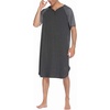 image:imageEkouaer Sleepwear Mens Nightshirt Short Sleeve Pajamas Comfy Big amp Tall Henley Sleep Shirt MXXXLDark Grey With Light Grey