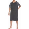 image:imageEkouaer Sleepwear Mens Nightshirt Short Sleeve Pajamas Comfy Big amp Tall Henley Sleep Shirt MXXXLDark Grey With Light Grey