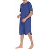 image:imageEkouaer Sleepwear Mens Nightshirt Short Sleeve Pajamas Comfy Big amp Tall Henley Sleep Shirt MXXXLNavy Blue
