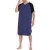 image:imageEkouaer Sleepwear Mens Nightshirt Short Sleeve Pajamas Comfy Big amp Tall Henley Sleep Shirt MXXXLNavy With Black