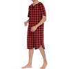 image:imageEkouaer Sleepwear Mens Nightshirt Short Sleeve Pajamas Comfy Big amp Tall Henley Sleep Shirt MXXXLPlaid  Black  Red