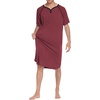 image:imageEkouaer Sleepwear Mens Nightshirt Short Sleeve Pajamas Comfy Big amp Tall Henley Sleep Shirt MXXXLWine