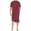 image:imageEkouaer Sleepwear Mens Nightshirt Short Sleeve Pajamas Comfy Big amp Tall Henley Sleep Shirt MXXXLWine