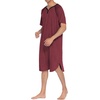 image:imageEkouaer Sleepwear Mens Nightshirt Short Sleeve Pajamas Comfy Big amp Tall Henley Sleep Shirt MXXXLWine