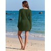 image:imageEkouaer Swimsuit Coverup for Women Crochet Beach Cover Up Hollow Out Long Sleeve Cover Ups 2026 Summer Vacation OutfitsArmy Green