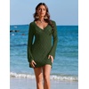 image:imageEkouaer Swimsuit Coverup for Women Crochet Beach Cover Up Hollow Out Long Sleeve Cover Ups 2026 Summer Vacation OutfitsArmy Green