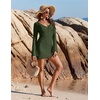 image:imageEkouaer Swimsuit Coverup for Women Crochet Beach Cover Up Hollow Out Long Sleeve Cover Ups 2026 Summer Vacation OutfitsArmy Green