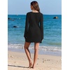 image:imageEkouaer Swimsuit Coverup for Women Crochet Beach Cover Up Hollow Out Long Sleeve Cover Ups 2026 Summer Vacation OutfitsBlack