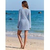 image:imageEkouaer Swimsuit Coverup for Women Crochet Beach Cover Up Hollow Out Long Sleeve Cover Ups 2026 Summer Vacation OutfitsLight Blue