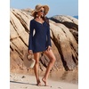 image:imageEkouaer Swimsuit Coverup for Women Crochet Beach Cover Up Hollow Out Long Sleeve Cover Ups 2026 Summer Vacation OutfitsNavy