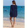 image:imageEkouaer Swimsuit Coverup for Women Crochet Beach Cover Up Hollow Out Long Sleeve Cover Ups 2026 Summer Vacation OutfitsNavy