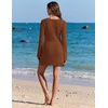 image:imageEkouaer Swimsuit Coverup for Women Crochet Beach Cover Up Hollow Out Long Sleeve Cover Ups 2026 Summer Vacation OutfitsTerracotta