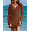 image:imageEkouaer Swimsuit Coverup for Women Crochet Beach Cover Up Hollow Out Long Sleeve Cover Ups 2026 Summer Vacation OutfitsTerracotta