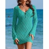 image:imageEkouaer Swimsuit Coverup for Women Crochet Beach Cover Up Hollow Out Long Sleeve Cover Ups 2026 Summer Vacation OutfitsTurquoise