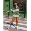 image:imageEkouaer Two Piece Sets for Women Summer Lounge Sets 2026 Striped Shirts and Shorts Set Oversized Matching OutfitArmy Green White Combo