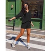 image:imageEkouaer Two Piece Sets for Women Summer Lounge Sets 2026 Striped Shirts and Shorts Set Oversized Matching OutfitBlack