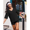 image:imageEkouaer Two Piece Sets for Women Summer Lounge Sets 2026 Striped Shirts and Shorts Set Oversized Matching OutfitBlack