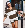 image:imageEkouaer Two Piece Sets for Women Summer Lounge Sets 2026 Striped Shirts and Shorts Set Oversized Matching OutfitCoffee White Combo