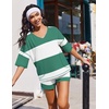 image:imageEkouaer Two Piece Sets for Women Summer Lounge Sets 2026 Striped Shirts and Shorts Set Oversized Matching OutfitGreen White Combo