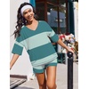 image:imageEkouaer Two Piece Sets for Women Summer Lounge Sets 2026 Striped Shirts and Shorts Set Oversized Matching OutfitLight Green Combo