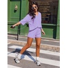 image:imageEkouaer Two Piece Sets for Women Summer Lounge Sets 2026 Striped Shirts and Shorts Set Oversized Matching OutfitLilac