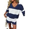 image:imageEkouaer Two Piece Sets for Women Summer Lounge Sets 2026 Striped Shirts and Shorts Set Oversized Matching OutfitNavy White Combo