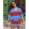 image:imageEkouaer Two Piece Sets for Women Summer Lounge Sets 2026 Striped Shirts and Shorts Set Oversized Matching OutfitRed Blue Combo