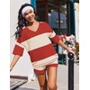 image:imageEkouaer Two Piece Sets for Women Summer Lounge Sets 2026 Striped Shirts and Shorts Set Oversized Matching OutfitRed White Combo