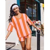 image:imageEkouaer Two Piece Sets for Women Summer Lounge Sets 2026 Striped Shirts and Shorts Set Oversized Matching OutfitVertical Stripeorange Pink Combo