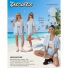 image:imageEkouaer Two Piece Sets for Women Summer Y2K Shirt and Shorts Beach Vacation Cruise Outfits Travel Sweatsuits Lounge SetBlue White Stripe