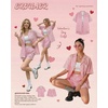 image:imageEkouaer Two Piece Sets for Women Summer Y2K Shirt and Shorts Beach Vacation Cruise Outfits Travel Sweatsuits Lounge SetPink Love Stripe