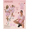 image:imageEkouaer Two Piece Sets for Women Summer Y2K Shirt and Shorts Beach Vacation Cruise Outfits Travel Sweatsuits Lounge SetPink White Stripe