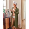 image:imageEkouaer Waffle Robes for Women Long Zipper Bathrobes Lightweight House Coat Soft Sleepwear with Pockets Loungewear SXXLArmy Green