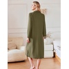image:imageEkouaer Waffle Robes for Women Long Zipper Bathrobes Lightweight House Coat Soft Sleepwear with Pockets Loungewear SXXLArmy Green
