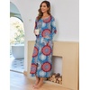 image:imageEkouaer Women Long House Coat Zipper Front Robes Full Length Nightgowns with Pockets Striped Loungewear S4XLBohemian Blue