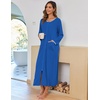 image:imageEkouaer Women Long House Coat Zipper Front Robes Full Length Nightgowns with Pockets Striped LoungewearNavy Small