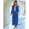 image:imageEkouaer Women Long House Coat Zipper Front Robes Full Length Nightgowns with Pockets Striped LoungewearNavy XXLarge