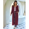 image:imageEkouaer Women Long House Coat Zipper Front Robes Full Length Nightgowns with Pockets Striped LoungewearWine RedXLarge