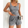 image:imageEkouaer Women Pajama Set 2 Pieces Tank Top and Shorts Cami Sleepwear Loungewear Ribbed Knit Pjs Sets Soft LingerieGreybow Heart