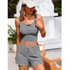 image:imageEkouaer Women Pajama Set 2 Pieces Tank Top and Shorts Cami Sleepwear Loungewear Ribbed Knit Pjs Sets Soft LingerieGreybow Heart