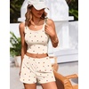 image:imageEkouaer Women Pajama Set 2 Pieces Tank Top and Shorts Cami Sleepwear Loungewear Ribbed Knit Pjs Sets Soft LingerieLittle Cherry