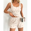 image:imageEkouaer Women Pajama Set 2 Pieces Tank Top and Shorts Cami Sleepwear Loungewear Ribbed Knit Pjs Sets Soft LingerieLittle Cherry
