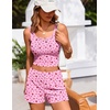 image:imageEkouaer Women Pajama Set 2 Pieces Tank Top and Shorts Cami Sleepwear Loungewear Ribbed Knit Pjs Sets Soft LingeriePink Heart
