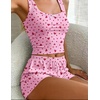 image:imageEkouaer Women Pajama Set 2 Pieces Tank Top and Shorts Cami Sleepwear Loungewear Ribbed Knit Pjs Sets Soft LingeriePink Heart