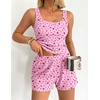 image:imageEkouaer Women Pajama Set 2 Pieces Tank Top and Shorts Cami Sleepwear Loungewear Ribbed Knit Pjs Sets Soft LingeriePink Heart